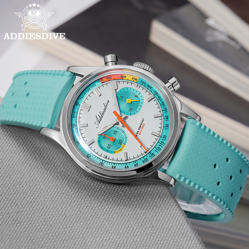 Luxury Watch With Rubber Strap - ADDIESDIVE NEW Multifunction Chronograph Watch Domed