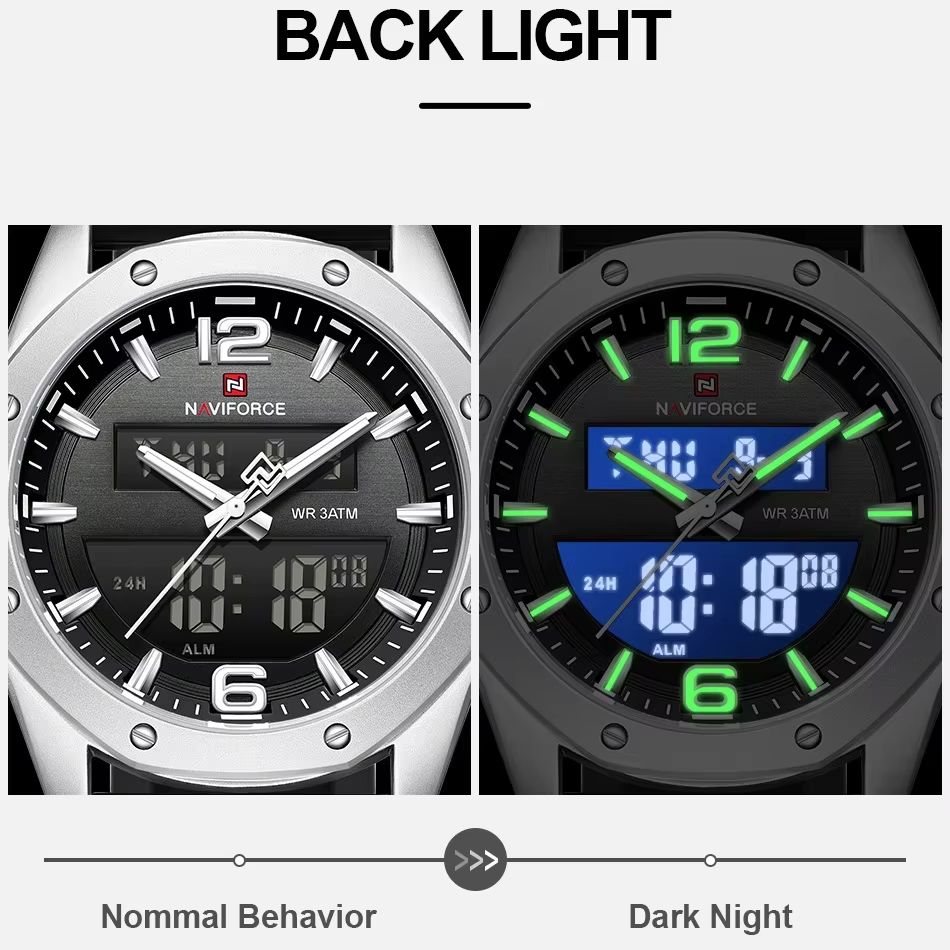 Field Watch Military - NAVIFORCE Men Quartz LCD Dual Display