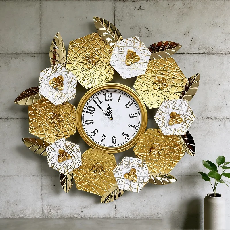 Wrought iron metal large flowe - Luxury Watch Wall Clock review and price