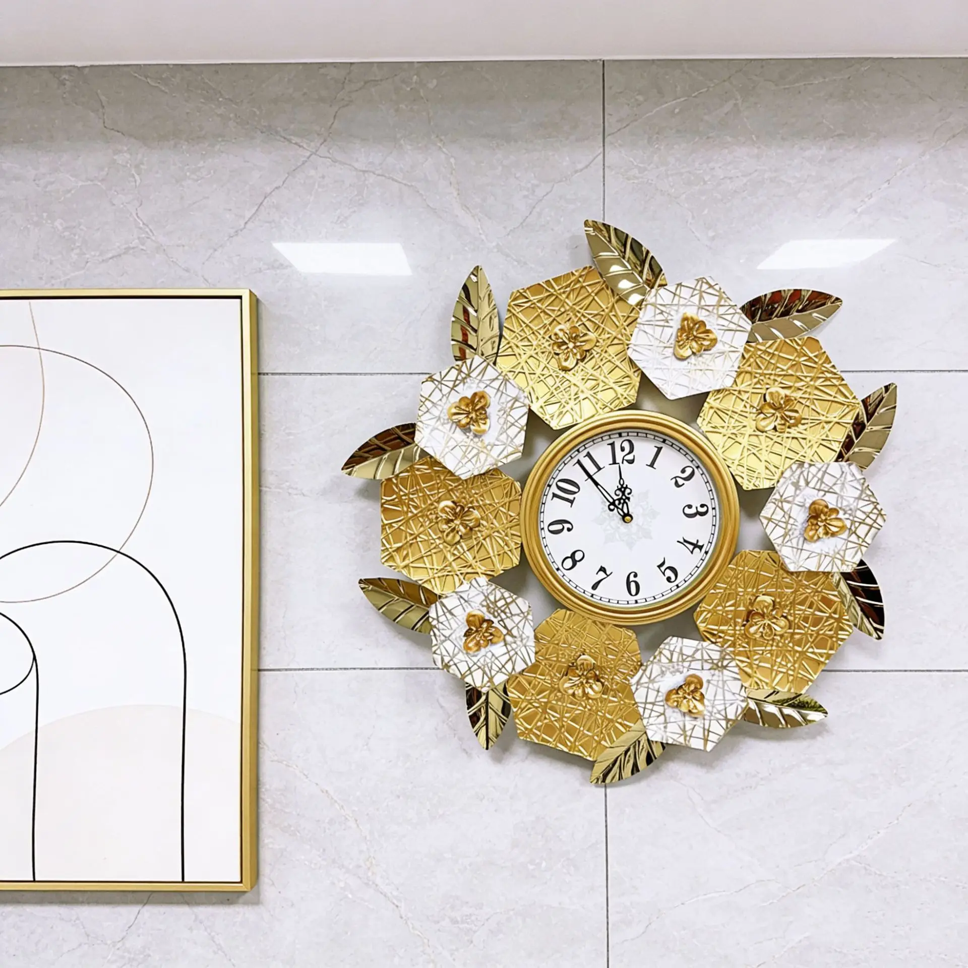 Wrought iron metal large flowe - Luxury Watch Wall Clock review and price