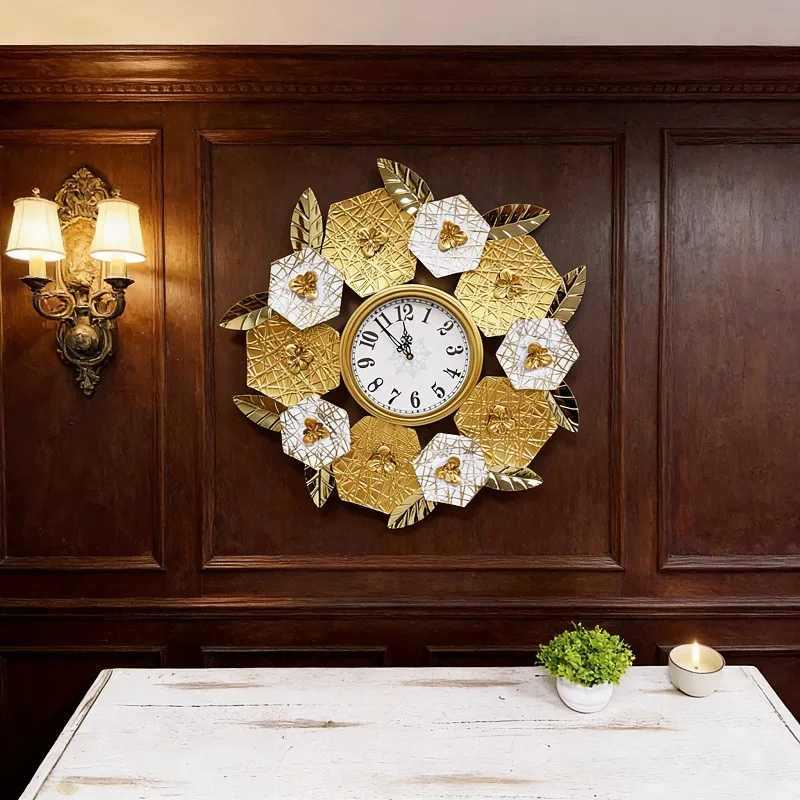 Wrought iron metal large flowe - Luxury Watch Wall Clock review and price