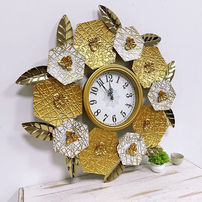 Wrought iron metal large flowe - Luxury Watch Wall Clock review and price