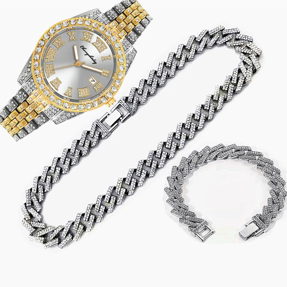 3pcs Luxury Iced Out Watch for - Luxury Watch Miami review and price