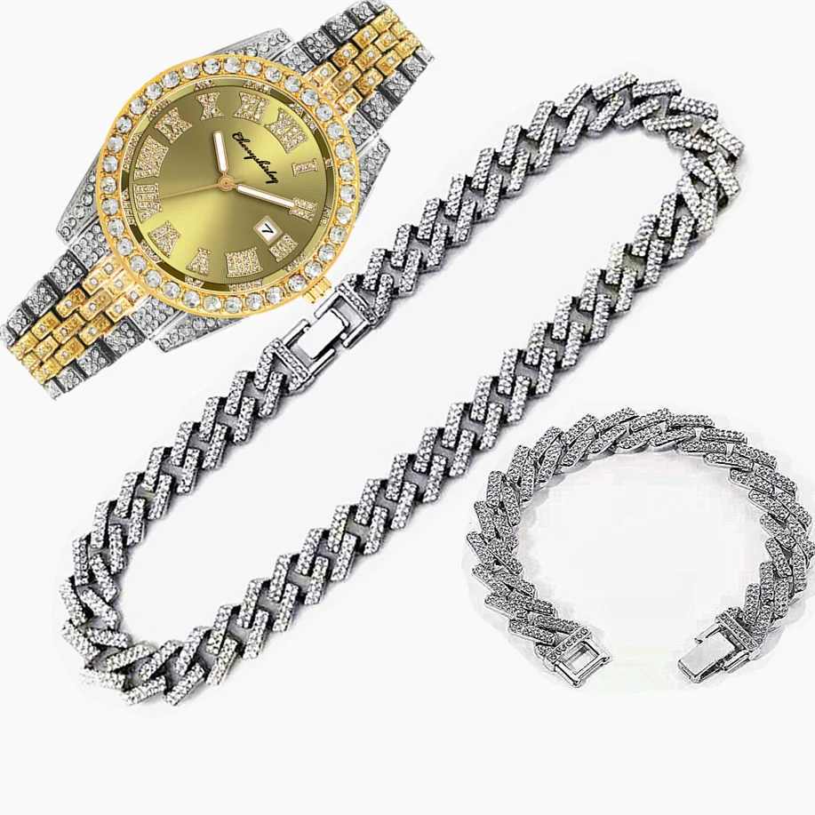 3pcs Luxury Iced Out Watch for - Luxury Watch Miami review and price