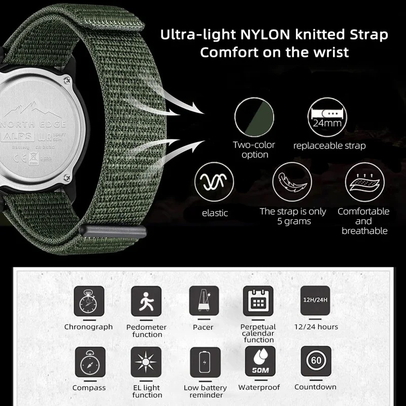NEW NORTH EDGE Men's Digital S - Field Watch Military review and price