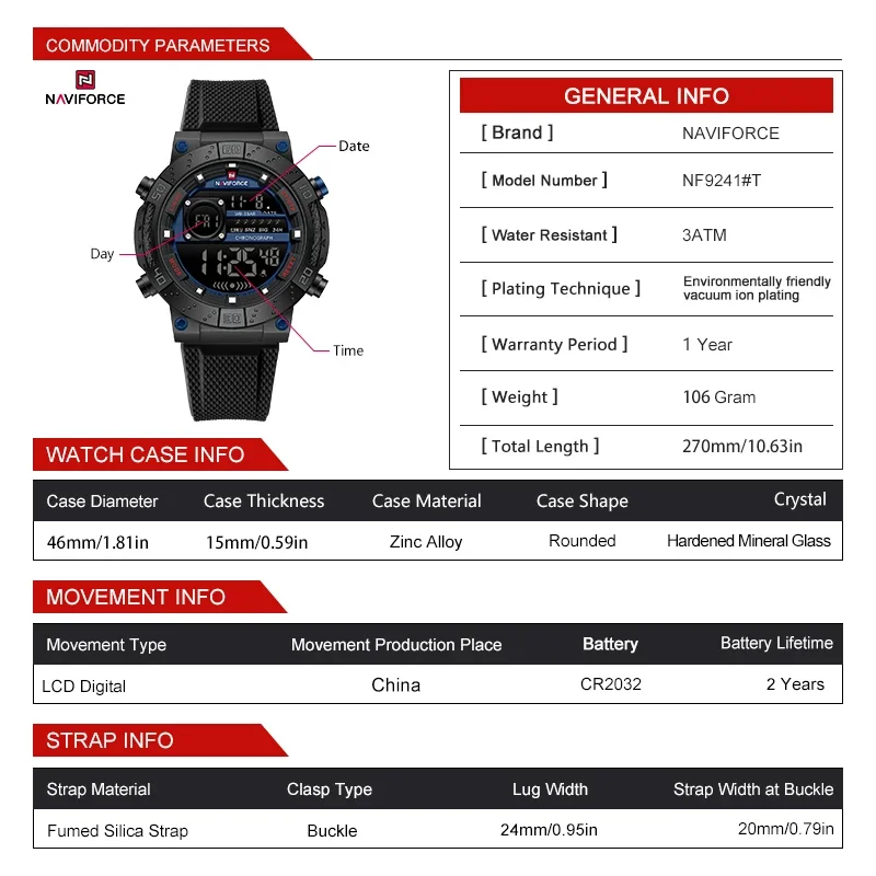NAVIFORCE New LCD Digital Spor - Field Watch Military review and price